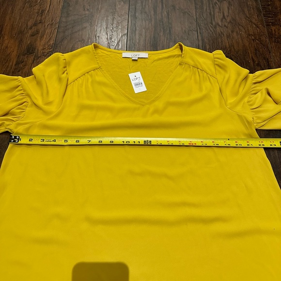 Loft Yellow Blouse with Short Bell Sleeves - Large - Picture 10 of 11